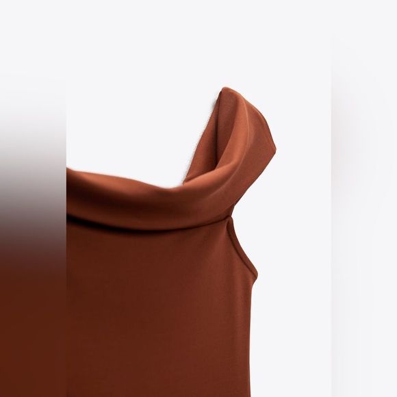 ZARA ASYMMETRIC NECKLINE DRESS - Picture 7 of 9